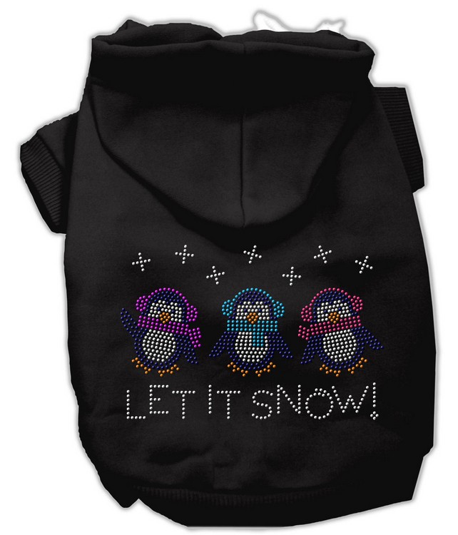 Let it Snow Penguins Rhinestone Hoodie Black XL